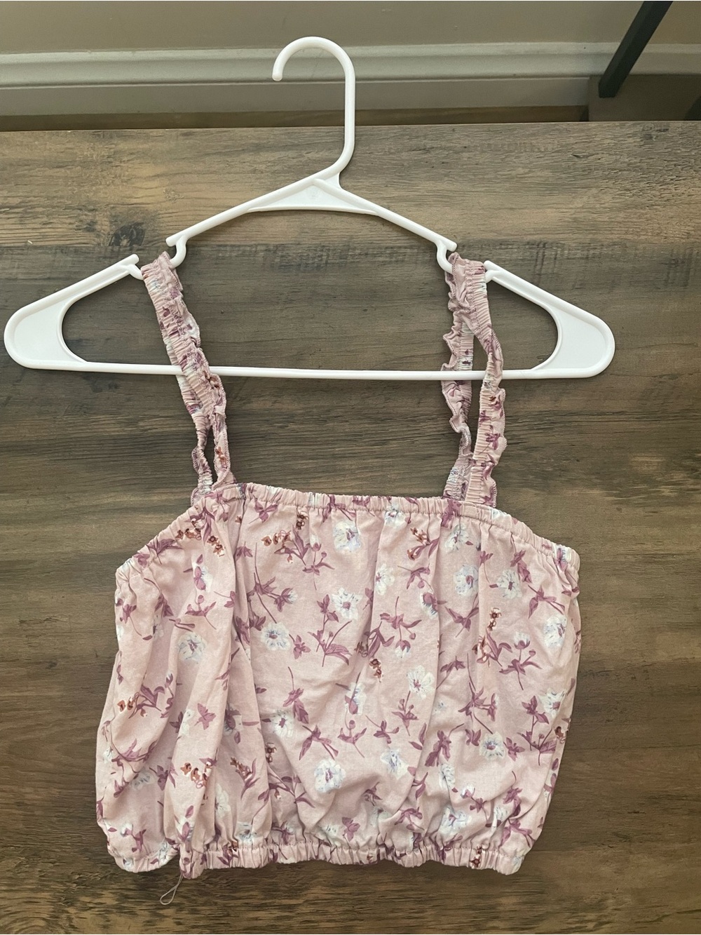 Ivy + Main Girls Pink Floral Elastic-Waist Crop Top